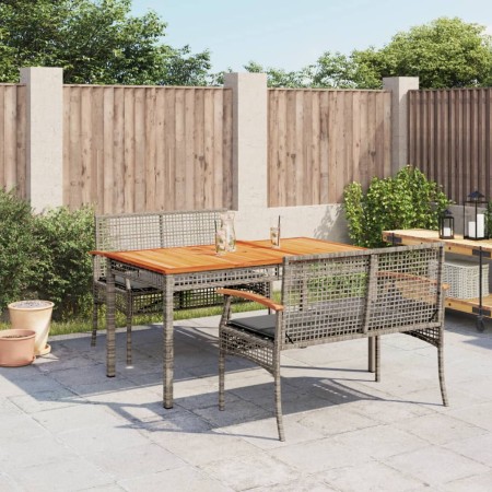 Set comedor de jardín 3 piezas con cojines ratán sintético gris de , Conjuntos de jardín - Ref: Foro24-3213575, Precio: 307,4...