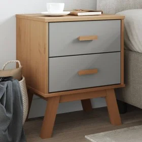 OLDEN bedside table solid gray and brown pine wood by , Nightstands - Ref: Foro24-358583, Price: 73,16 €, Discount: %