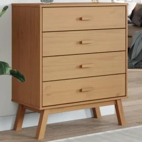 OLDEN bedside table solid brown pine wood by , Drawers - Ref: Foro24-358588, Price: 139,05 €, Discount: %