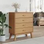 OLDEN bedside table solid brown pine wood by , Drawers - Ref: Foro24-358588, Price: 139,05 €, Discount: %