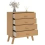 OLDEN bedside table solid brown pine wood by , Drawers - Ref: Foro24-358588, Price: 139,05 €, Discount: %