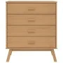 OLDEN bedside table solid brown pine wood by , Drawers - Ref: Foro24-358588, Price: 139,05 €, Discount: %