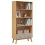 Estantería de 4 niveles OLDEN madera maciza pino marrón y gris de , Librerías y estanterías - Ref: Foro24-358613, Precio: 214...