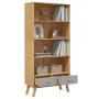 Estantería de 4 niveles OLDEN madera maciza pino marrón y gris de , Librerías y estanterías - Ref: Foro24-358613, Precio: 214...