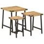 Stackable coffee tables 3 pieces solid mango wood and iron by , Side tables - Ref: Foro24-372735, Price: 59,10 €, Discount: %