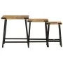 Stackable coffee tables 3 pieces solid mango wood and iron by , Side tables - Ref: Foro24-372735, Price: 59,10 €, Discount: %