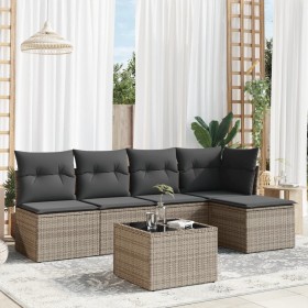Set de muebles de jardín 6 pzas y cojines ratán sintético gris en Conjuntos de jardín | Comprar online en Foru.es