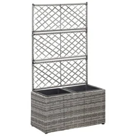 Enrejado y arriate 2 macetas ratán sintético gris 58x30x107 cm de vidaXL, Maceteros y jardineras - Ref: Foro24-46934, Precio:...
