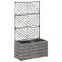 Enrejado y arriate 2 macetas ratán sintético gris 58x30x107 cm de vidaXL, Maceteros y jardineras - Ref: Foro24-46934, Precio:...