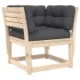 Sofá de jardín con reposabrazos cojines madera maciza de pino de , Sofás de exterior - Ref: Foro24-844694, Precio: 91,79 €, D...