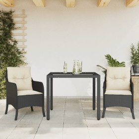 Set comedor de jardín 3 pzas con cojines ratán sintético negro de , Conjuntos de jardín - Ref: Foro24-3211842, Precio: 292,67...