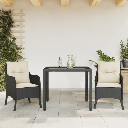 Set comedor de jardín 3 pzas con cojines ratán sintético negro de , Conjuntos de jardín - Ref: Foro24-3211842, Precio: 292,67...