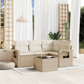 Juego de sofás jardín con cojines 5 pzas ratán sintético beige de , Conjuntos de jardín - Ref: Foro24-3220117, Precio: 355,26...