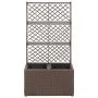 Enrejado y arriate 2 macetas ratán sintético marrón 58x30x107cm de vidaXL, Maceteros y jardineras - Ref: Foro24-46937, Precio...