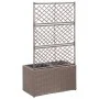 Enrejado y arriate 2 macetas ratán sintético marrón 58x30x107cm de vidaXL, Maceteros y jardineras - Ref: Foro24-46937, Precio...