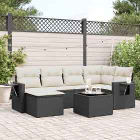 Set de comedor de jardín 7 pzas y cojines ratán sintético negro de , Conjuntos de jardín - Ref: Foro24-3220465, Precio: 399,1...