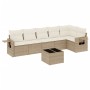 Set sofás de jardín 7 piezas y cojines ratán sintético beige de , Conjuntos de jardín - Ref: Foro24-3220197, Precio: 458,21 €...