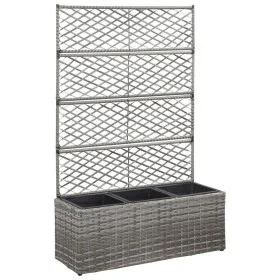 Trellis and flowerbed 3 pots gray synthetic rattan 83x30x130 cm by vidaXL, Pots and planters - Ref: Foro24-46935, Price: 103,...