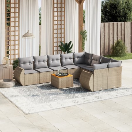 Juego de sofás jardín con cojines beige 10 pzas ratán sintético de , Conjuntos de jardín - Ref: Foro24-3257494, Precio: 664,3...