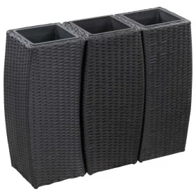 Conjunto de arriates de ratán sintético negro 3 piezas de vidaXL, Maceteros y jardineras - Ref: Foro24-46939, Precio: 145,59 ...