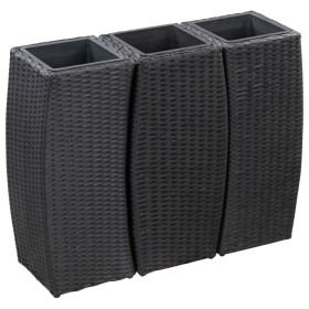 Conjunto de arriates de ratán sintético negro 3 piezas de vidaXL, Maceteros y jardineras - Ref: Foro24-46939, Precio: 161,87 ...