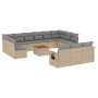 Set sofás de jardín 14 pzas con cojines ratán sintético beige de , Sofás modulares de exterior - Ref: Foro24-3224806, Precio:...