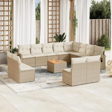 Garden sofa set with cushions 13 pieces beige synthetic rattan by , Modular outdoor sofas - Ref: Foro24-3224812, Price: 888,7...
