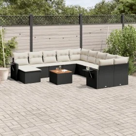Set de sofás de jardín 12 piezas cojines ratán sintético negro de , Sofás modulares de exterior - Ref: Foro24-3224859, Precio...