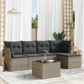 Set de muebles de jardín 6 pzas y cojines ratán sintético gris en Conjuntos de jardín | Comprar online en Foru.es
