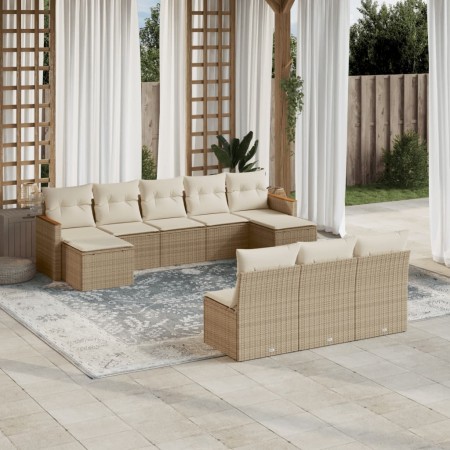 Juego de sofás jardín con cojines beige 10 pzas ratán sintético de , Conjuntos de jardín - Ref: Foro24-3226387, Precio: 555,2...