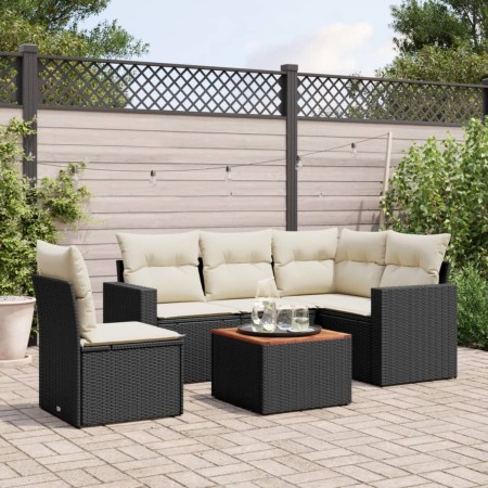 Set de sofás de jardín 6 piezas y cojines ratán sintético negro de , Conjuntos de jardín - Ref: Foro24-3256455, Precio: 372,0...