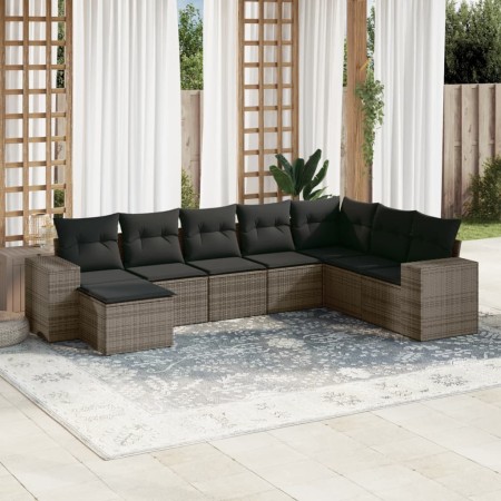 Set de sofás de jardín 8 pzas y cojines ratán sintético gris de , Conjuntos de jardín - Ref: Foro24-3255297, Precio: 524,90 €...