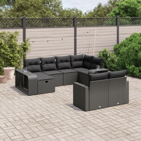 Set de sofás de jardín 10 pzas cojines ratán sintético negro de , Conjuntos de jardín - Ref: Foro24-3266235, Precio: 569,28 €...
