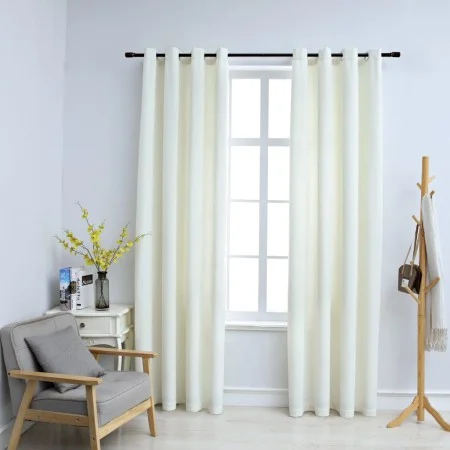 Blackout curtains with rings 2 pcs cream velvet 140x225 cm by vidaXL, Curtains and curtains - Ref: Foro24-134513, Price: 43,4...