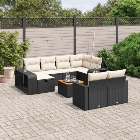 Set de sofás de jardín 11 pzas y cojines ratán sintético negro de , Conjuntos de jardín - Ref: Foro24-3266256, Precio: 542,90...