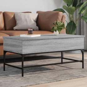Mesa de centro madera ingeniería metal gris Sonoma 100x50x45 cm de , Mesas de centro - Ref: Foro24-845399, Precio: 69,33 €, D...