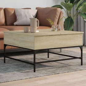 Mesa de centro madera ingeniería metal roble Sonoma 80x80x45 cm de , Mesas de centro - Ref: Foro24-845402, Precio: 79,55 €, D...