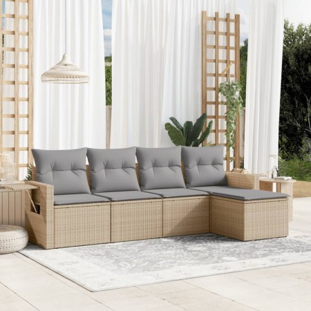 Juego de sofás jardín con cojines 5 pzas ratán sintético beige de , Conjuntos de jardín - Ref: Foro24-3220088, Precio: 304,58...