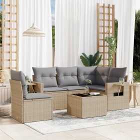 Juego de sofás jardín con cojines 6 pzas ratán sintético beige de , Conjuntos de jardín - Ref: Foro24-3220178, Precio: 387,56...