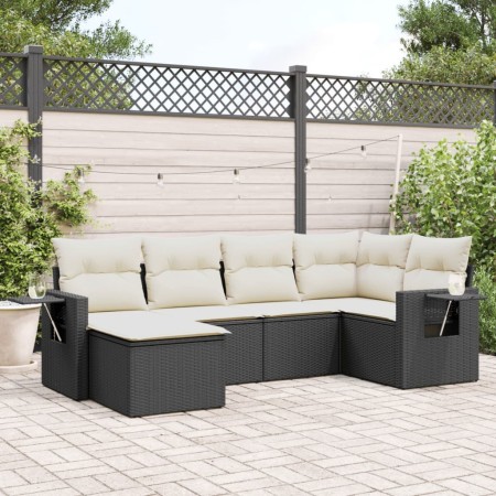 Set de sofás de jardín 6 piezas y cojines ratán sintético negro de , Conjuntos de jardín - Ref: Foro24-3220455, Precio: 354,2...