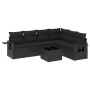 Set de comedor de jardín 7 pzas y cojines ratán sintético negro de , Conjuntos de jardín - Ref: Foro24-3220214, Precio: 450,8...