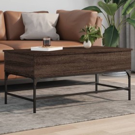 Mesa de centro madera ingeniería metal roble marrón 100x50x45cm de , Mesas de centro - Ref: Foro24-845400, Precio: 70,30 €, D...