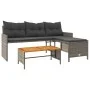L-shaped garden sofa with table and gray PE rattan cushions by , Outdoor sofas - Ref: Foro24-365582, Price: 233,43 €, Discoun...