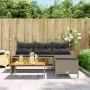 L-shaped garden sofa with table and gray PE rattan cushions by , Outdoor sofas - Ref: Foro24-365582, Price: 233,43 €, Discoun...