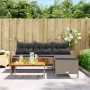 Sofá de jardín en forma de L con mesa y cojines ratán PE gris de , Sofás de exterior - Ref: Foro24-365582, Precio: 221,71 €, ...