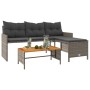 Sofá de jardín en forma de L con mesa y cojines ratán PE gris de , Sofás de exterior - Ref: Foro24-365582, Precio: 221,71 €, ...