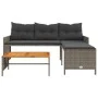 L-shaped garden sofa with table and gray PE rattan cushions by , Outdoor sofas - Ref: Foro24-365582, Price: 233,43 €, Discoun...