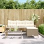 Sofá de jardín en forma de L con mesa y cojines ratán PE beige de , Sofás de exterior - Ref: Foro24-365575, Precio: 240,63 €,...
