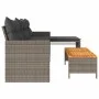 L-shaped garden sofa with table and gray PE rattan cushions by , Outdoor sofas - Ref: Foro24-365582, Price: 233,43 €, Discoun...