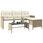 Sofá de jardín en forma de L con mesa y cojines ratán PE beige de , Sofás de exterior - Ref: Foro24-365575, Precio: 240,63 €,...